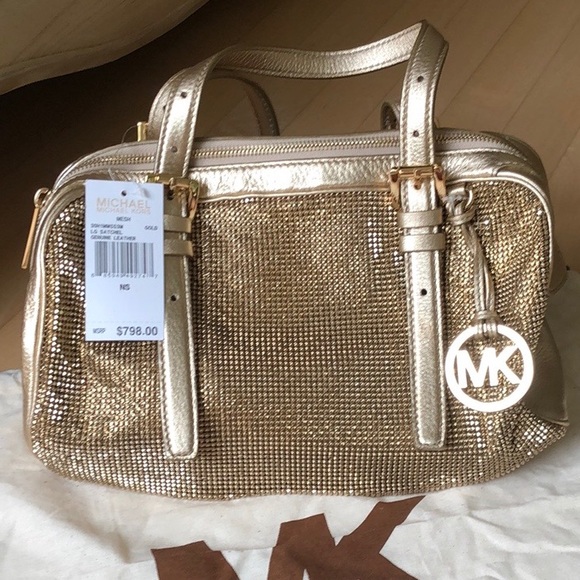 MICHAEL Michael Kors Handbags - Michael Kors Leather& Metal Mesh Satchel